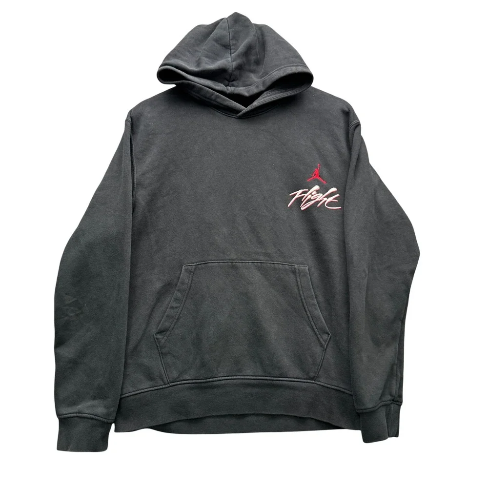 Jordan Flight Hoodie Mens Small Black Long Sleeve‎ Embroidered Fleece Athletic